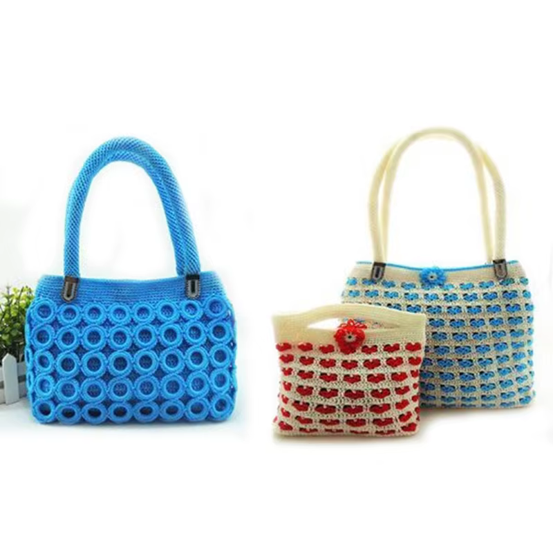 Crochet de fil de tapis de sac en tissu de maille en plastique