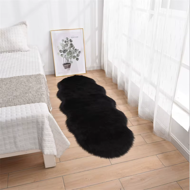 Tapis de chambre à coucher en laine artificielle, 45x120cm