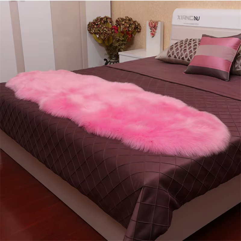 Tapis de chambre à coucher en laine artificielle, 45x120cm