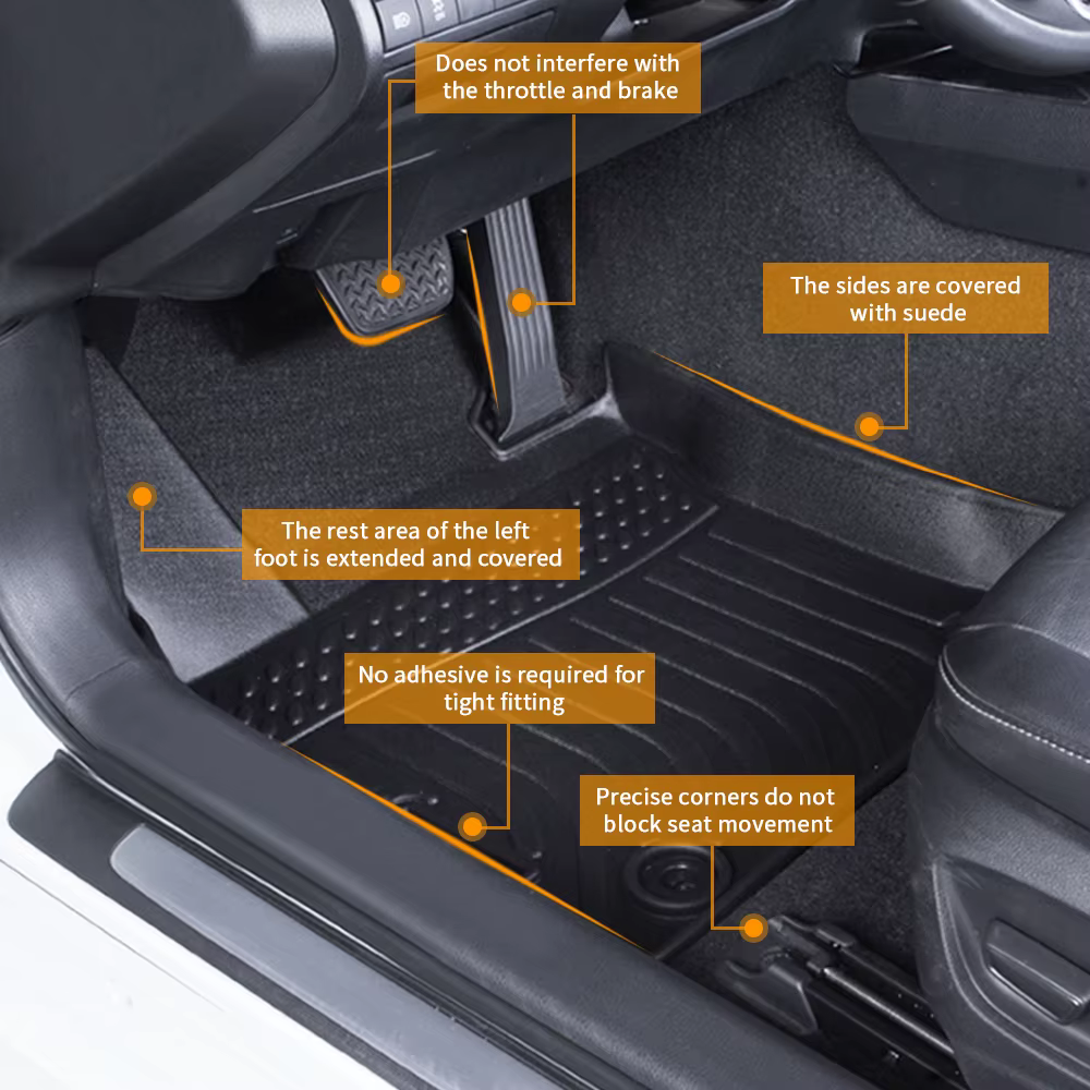 Tapis de sol en caoutchouc pour Volkswagen THARU 2019 – 2024