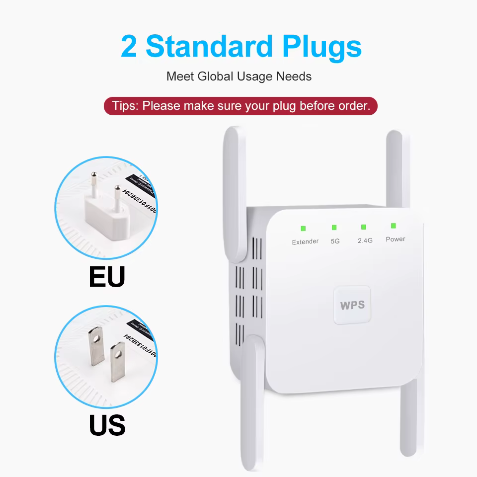 Répéteur WiFi 5G amplificateur Wifi Signal Wifi Extender réseau Wi fi Booster 1200Mbps 5 Ghz répéteur Wi-Fi sans fil longue portée
