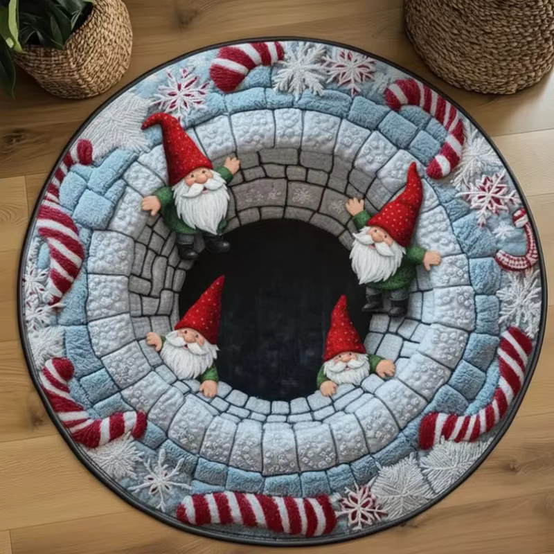 Tapis rond Gnome de noël