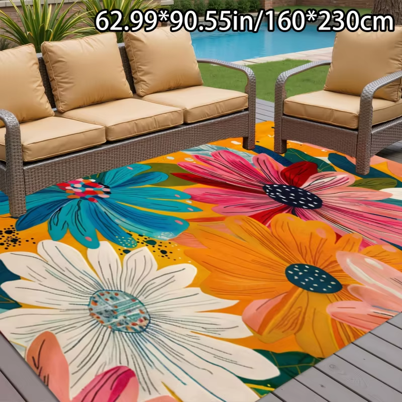 Tapis d'extérieur rectangulaire VIKAMA à motif floral