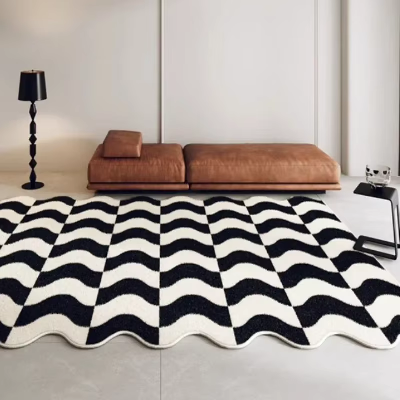 Tapis d'art minimaliste irrégulier de grande surface