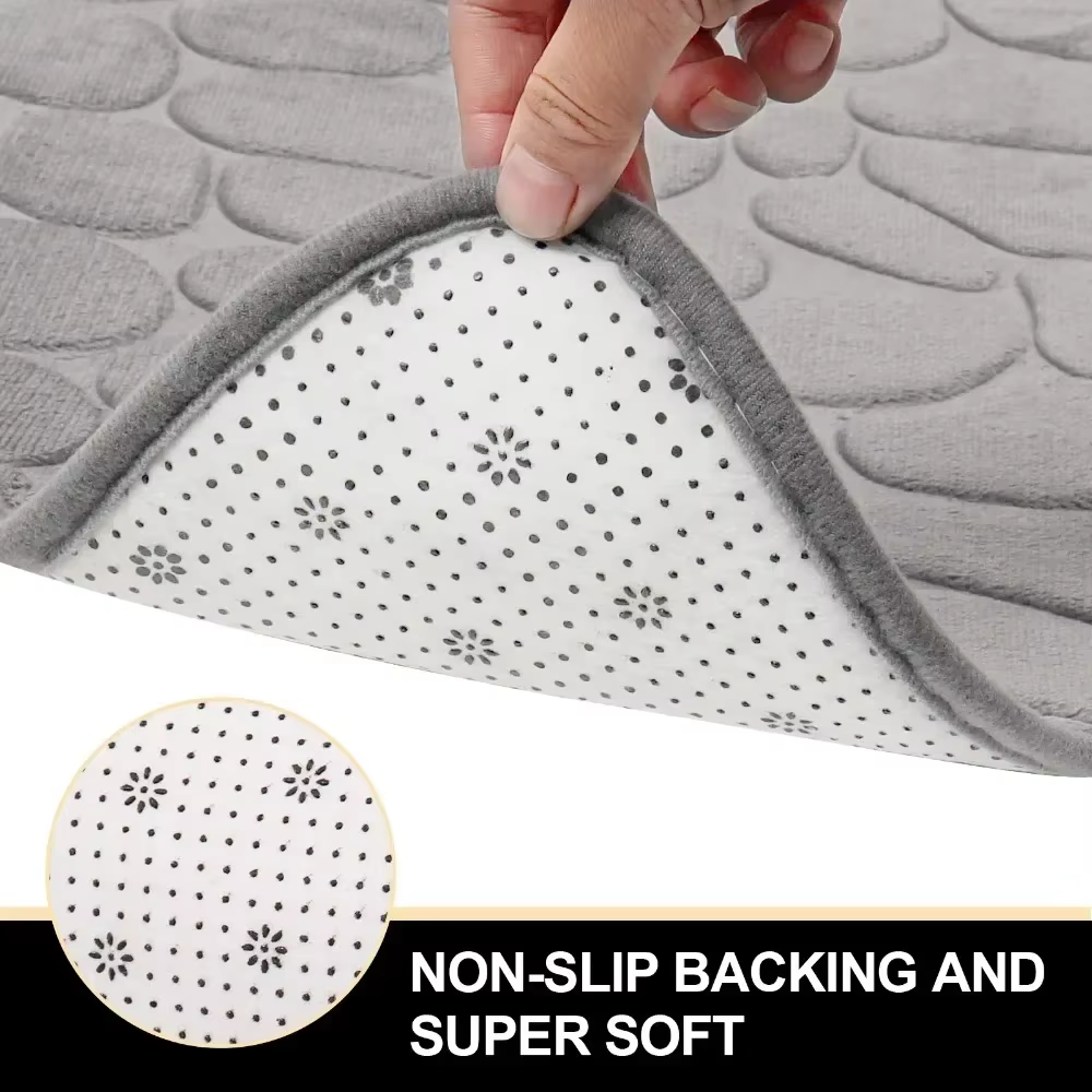 Tapis de sol de salle de bain en relief, 1 pièce, tapis festonné incurvé, antidérapant, absorbant, pour toilettes, douche, bain