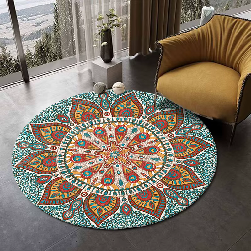 Tapis rond à motifs de style ethnique rétro