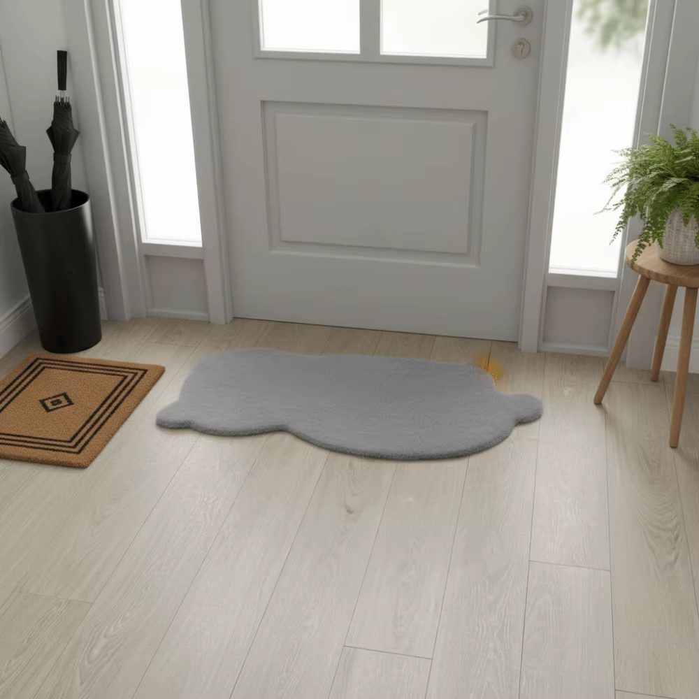 Tapis en fausse fourrure de lapin mignon de style dessin animé