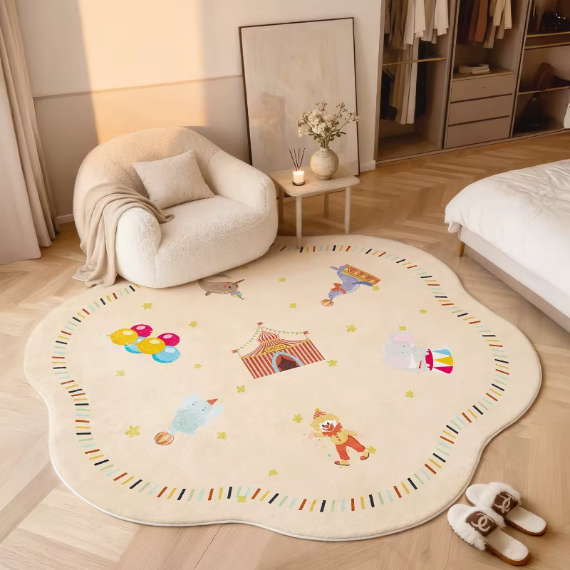 Tapis rond à motif de dessin animé pour décoration de chambre à coucher