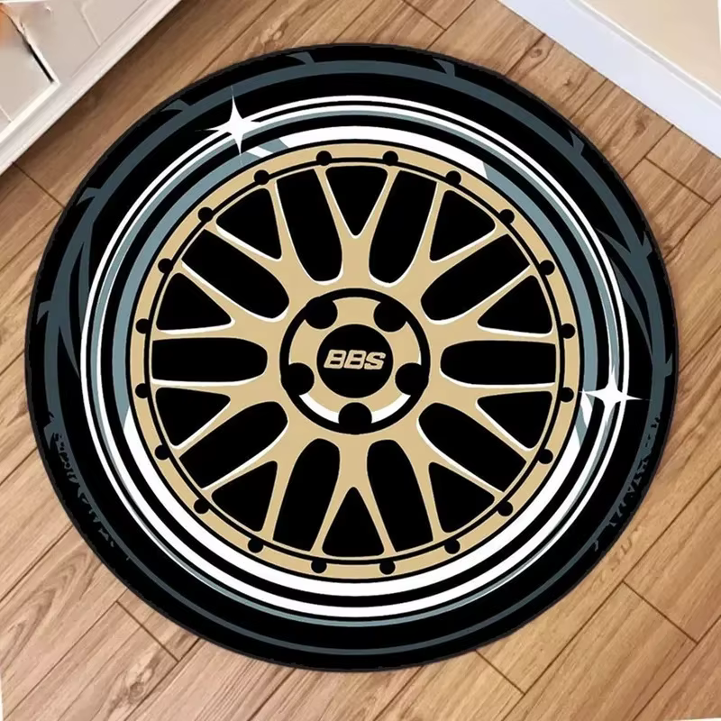 Tapis rond imprimé VIKAMA Fashion Contour avec dos antidérapant pour salons