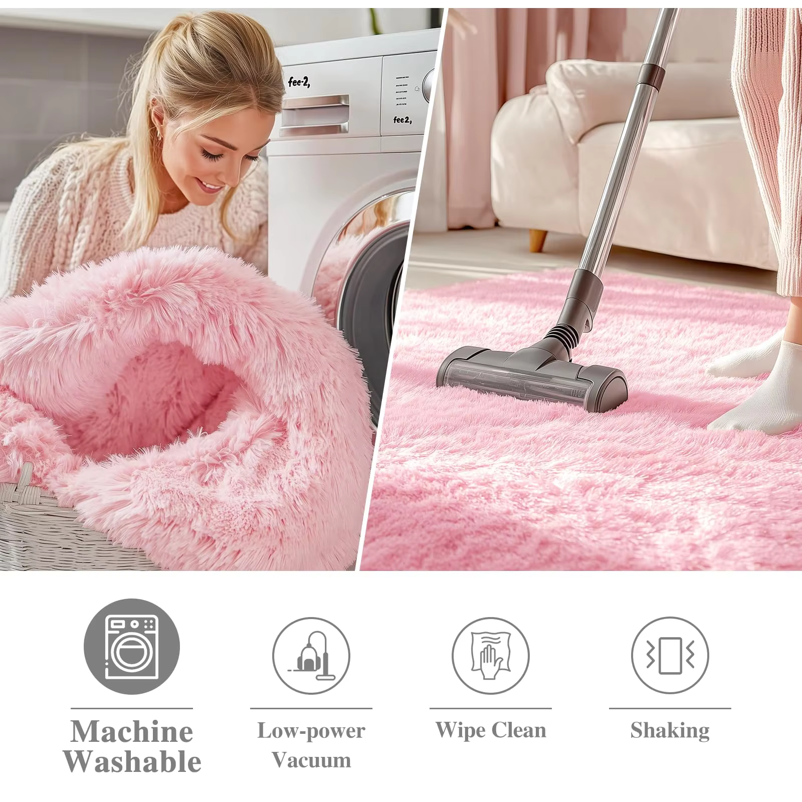 Tapis rond rose VIKAMA