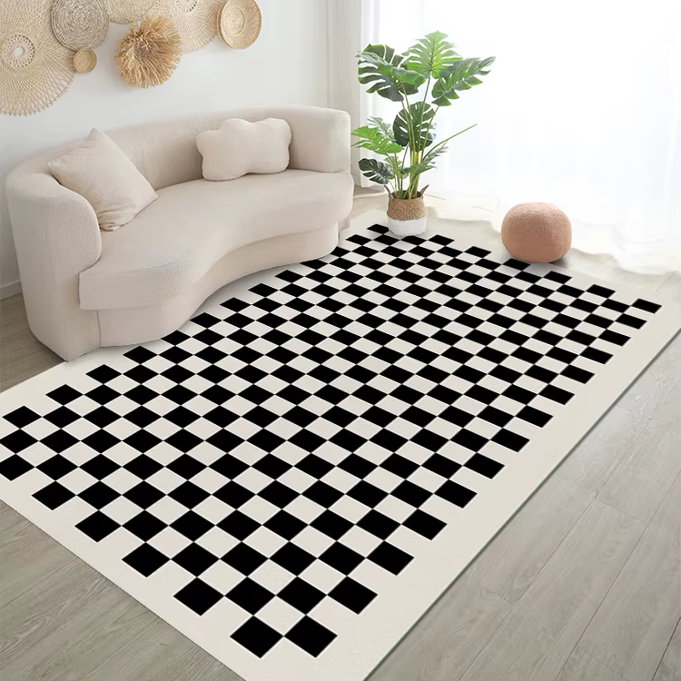 Tapis damier noir et blanc