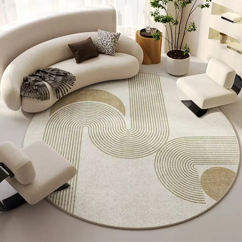 Tapis rond de style beige pour toute la maison