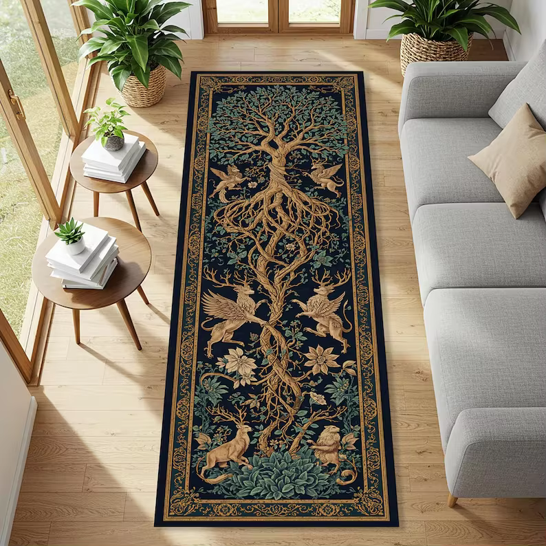 Tapis de sol motif Arbre de Vie naturel
