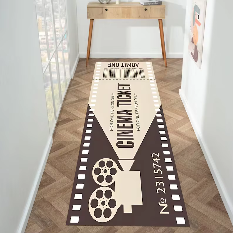 Tapis de sol vintage à thème cinéma