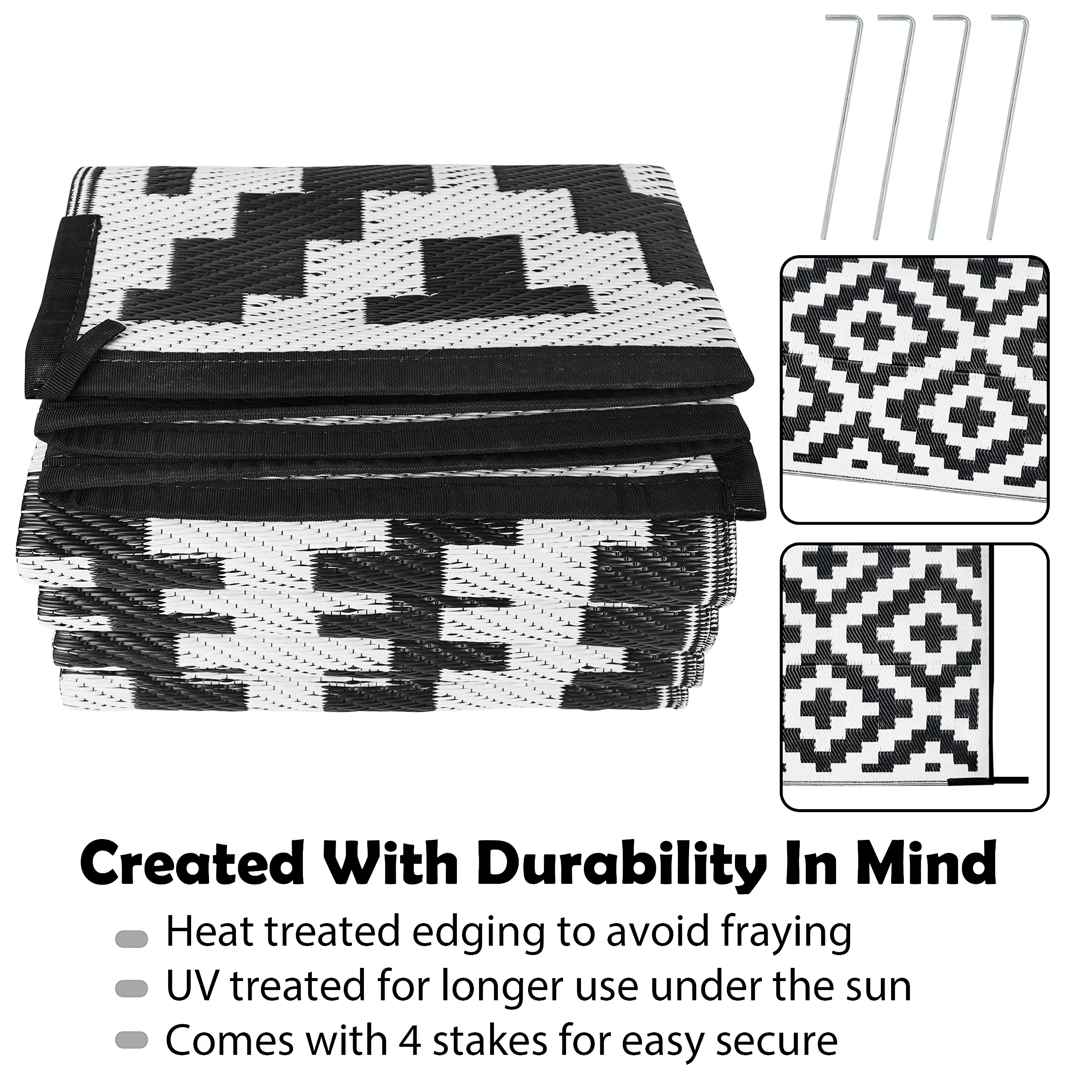 Grand Tapis Pliable et Réversible en Paille Plastique