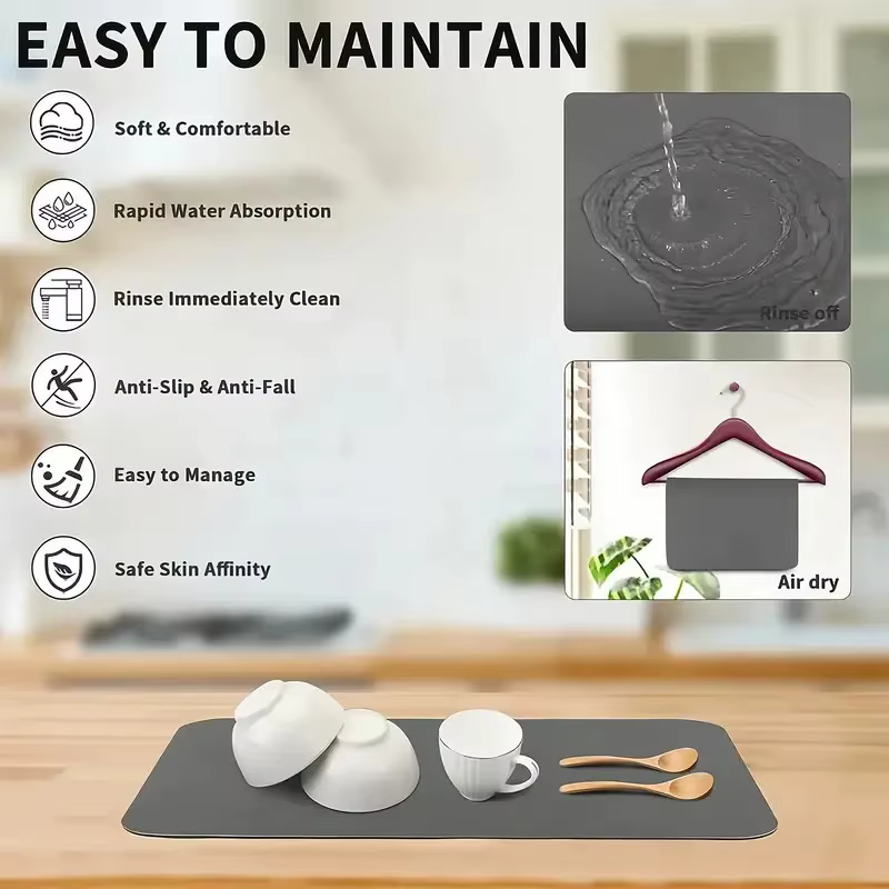 Tapis de vidange de cuisine à motif de ligne géométrique Beige clair