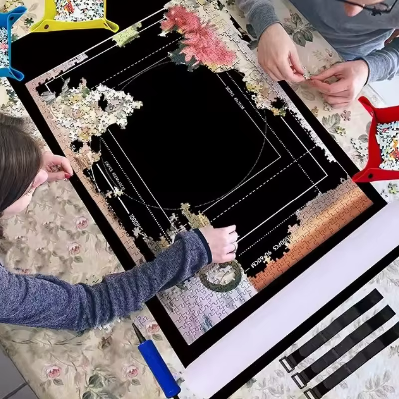 Tapis de puzzle noir/gris en feutre