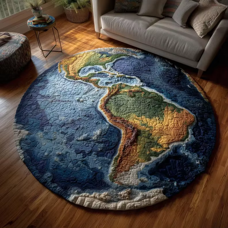 Tapis rond globe terrestre