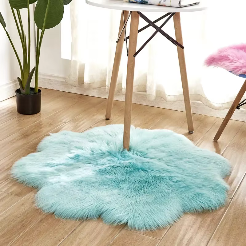 Tapis moderne antidérapant en fausse fourrure douce pour salon d'intérieur