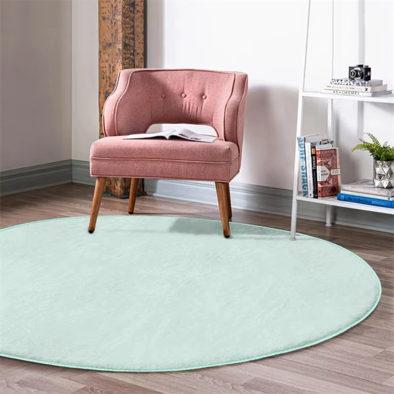 Pure Round Lea-Tapis de Sol de Luxe, Uni, Cercle Antidérapant, Polymères Solides, Tapis Vifs, Vert, Salon pour Enfants