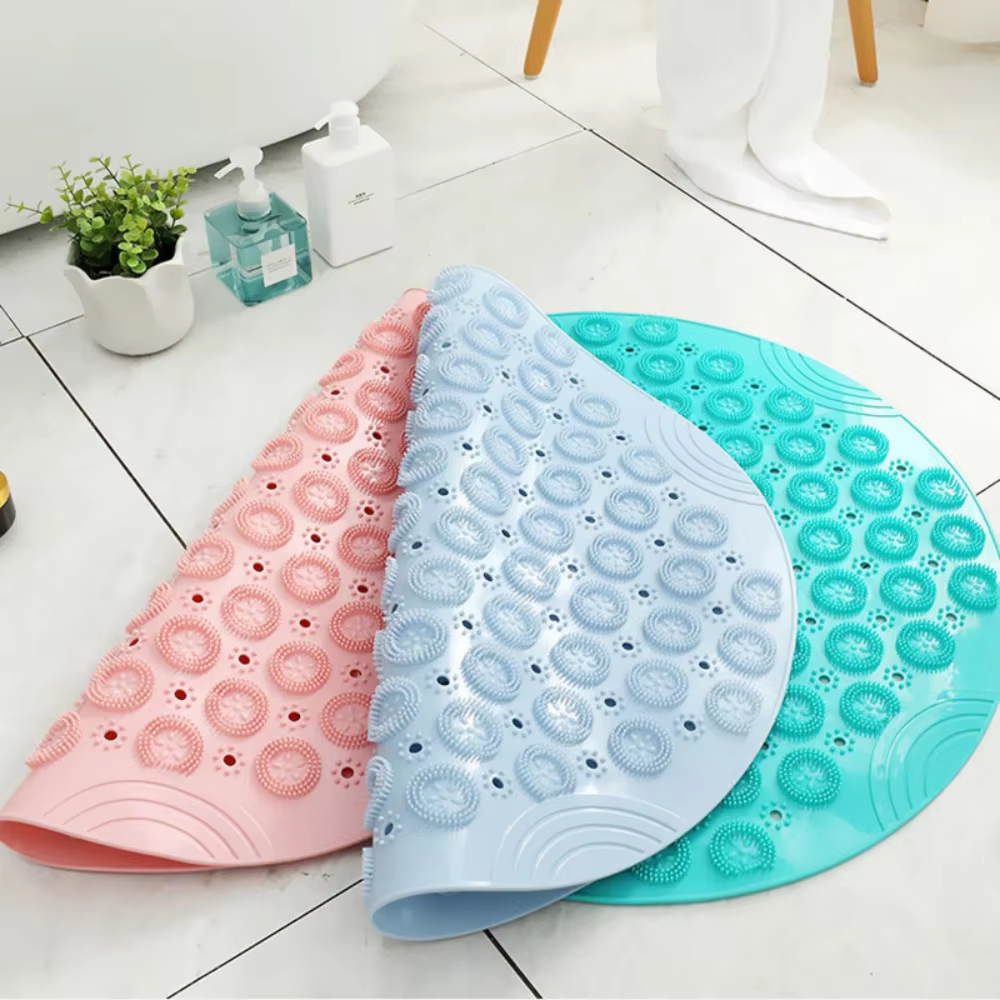 Tapis de bain rond avec trou de vidange