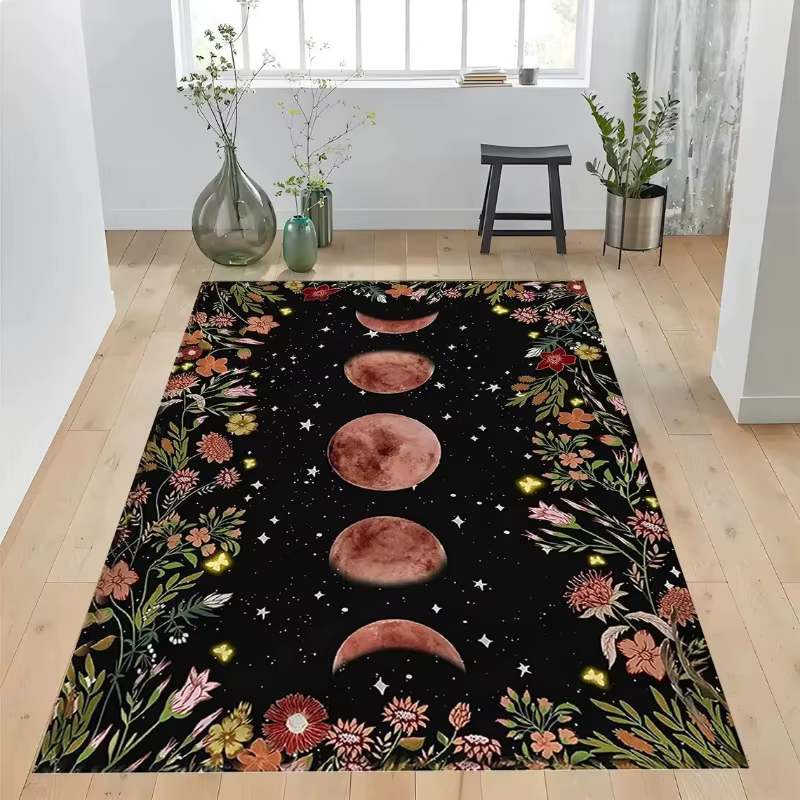 Tapis rétro français plante papillon renard fleur