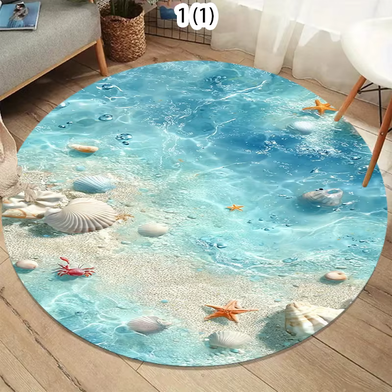 Tapis rond nordique style côtier