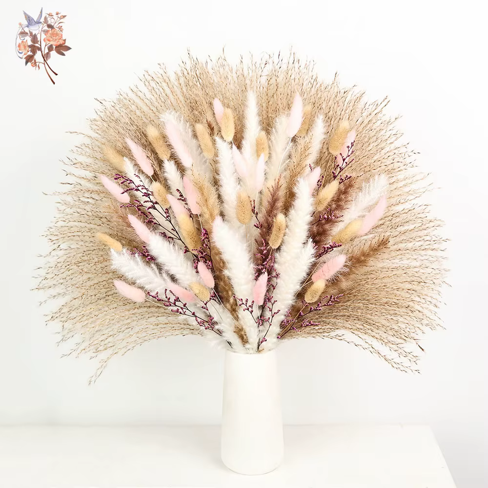 Queues de lapin Pampas moelleuses, herbe rose, fleurs séchées, décor de fête dans le jardin, bricolage, Arrangement Floral, artisanat, cadeaux de Couple
