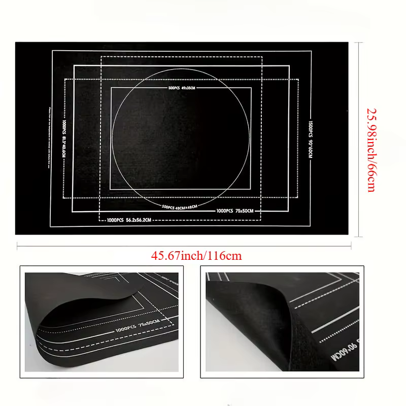Tapis de puzzle noir/gris en feutre