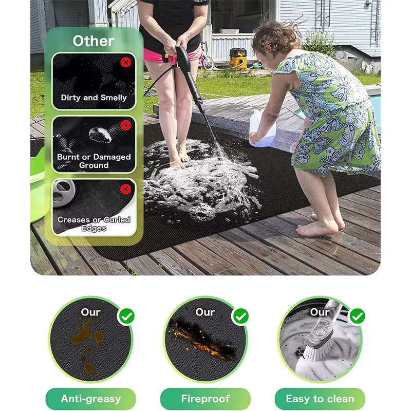 Tapis ignifuge pour barbecue extérieur