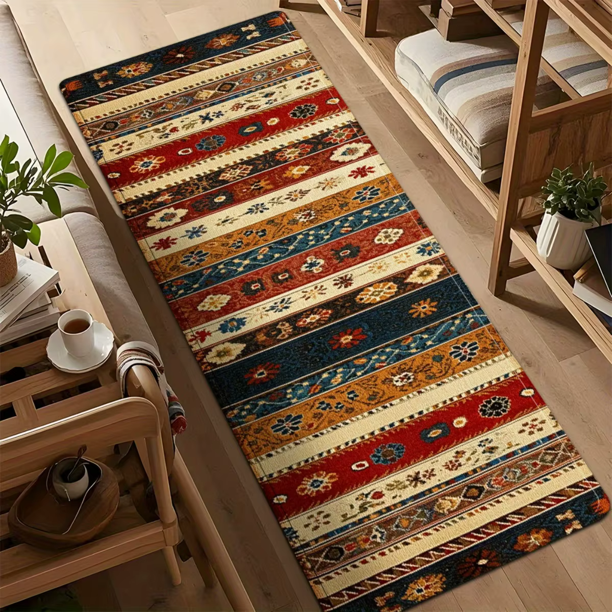 Tapis de sol long bohème vintage à imprimé tribal