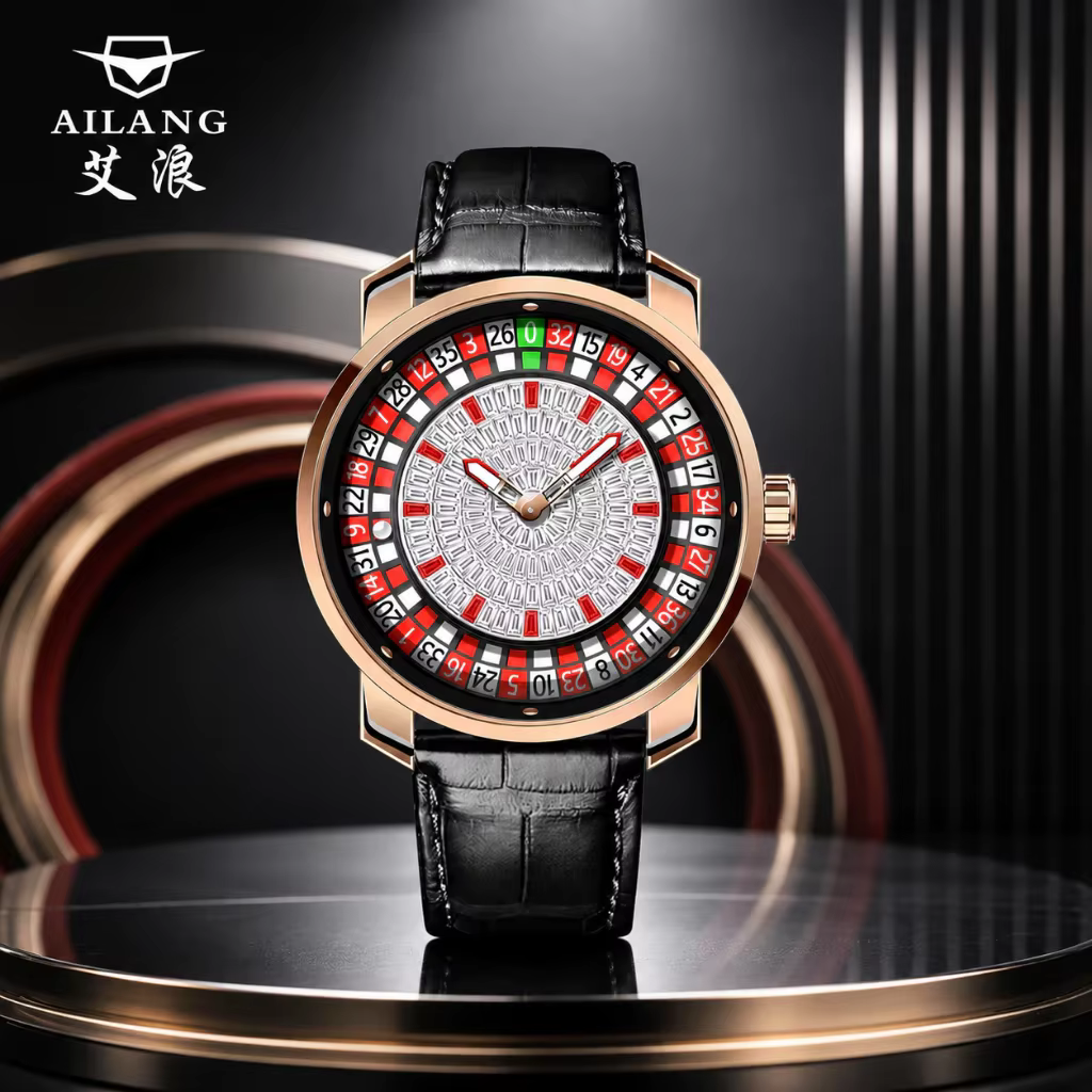 Montre mécanique pour homme en acier inoxydable, design ludique Roulette Européenne, édition de luxe nouvelle collection