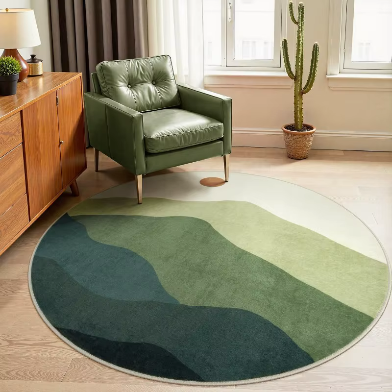 Grand tapis rond géométrique de paysage