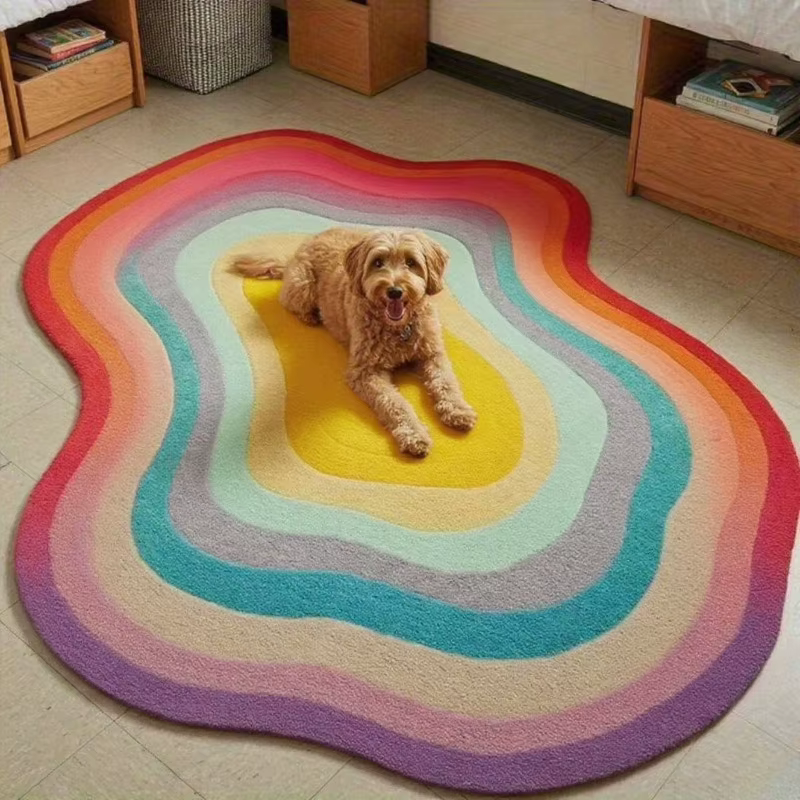 Tapis irrégulier couleur Dopamine