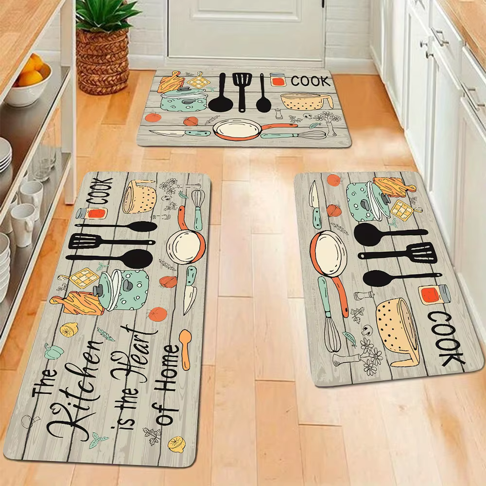 VIKAMA 1PC couteau de cuisine et fourchette thème tapis de sol