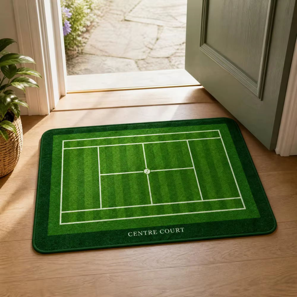 Tapis en velours cristal vert pour terrain de tennis