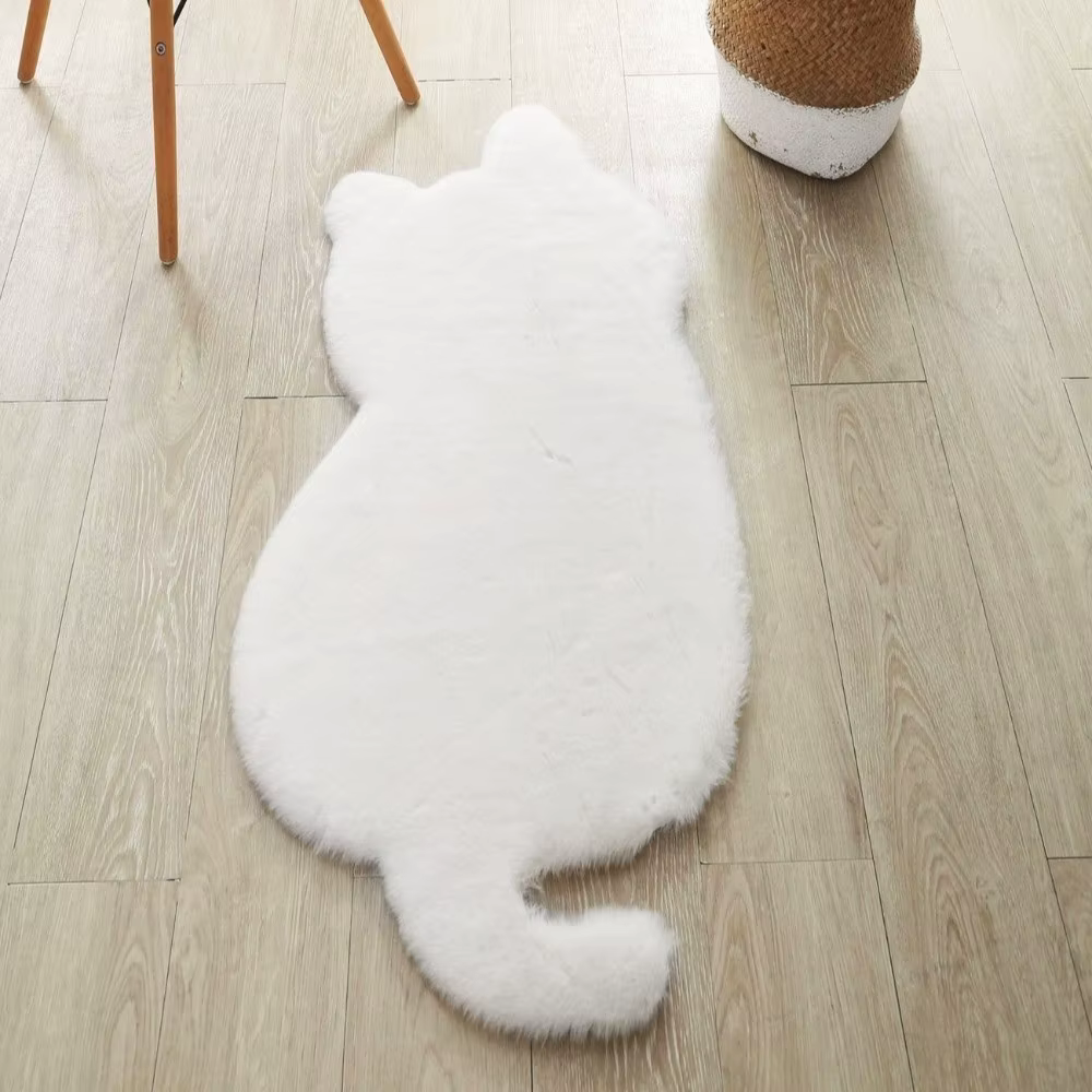 Tapis de chevet en fausse fourrure de lapin