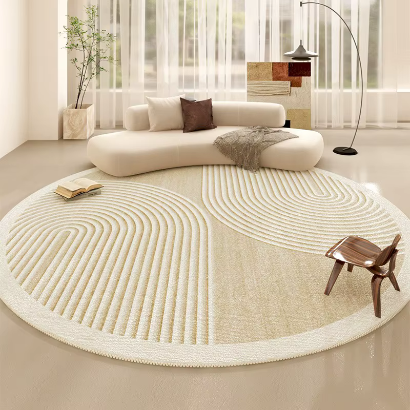 Tapis rond Beige de grande taille
