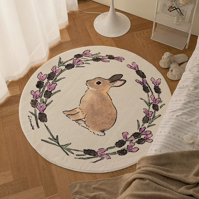 Tapis de salon imprimé lapins de dessin animé