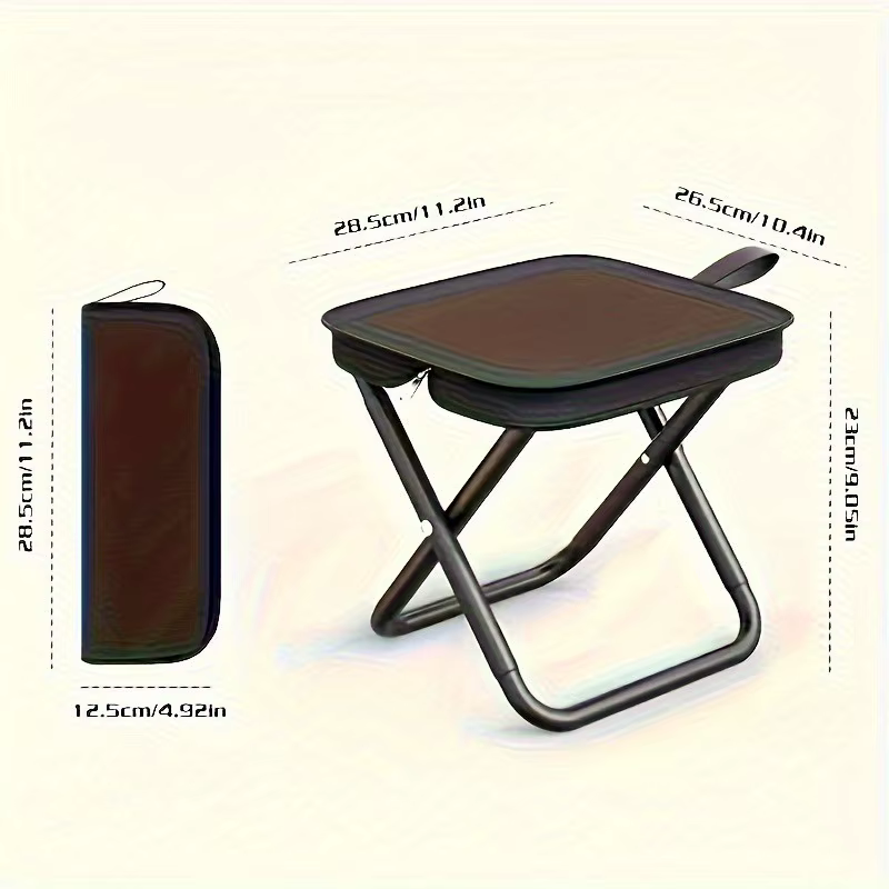 Ouggoor Tabouret pliant portable avec poignée et fermeture éclair, tabouret de camping et de pêche en plein air pour un transport et un rangement faciles