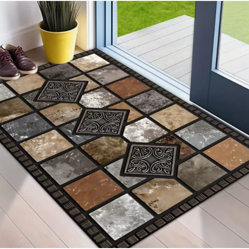 Tapis de porte de bienvenue à motifs de pierre