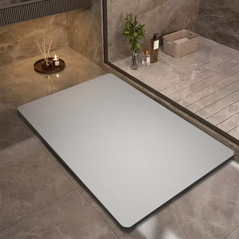 Tapis de sol antidérapant en boue de diatomée, couleur unie, résistant à la saleté, pour porte de salle de douche, d'entrée