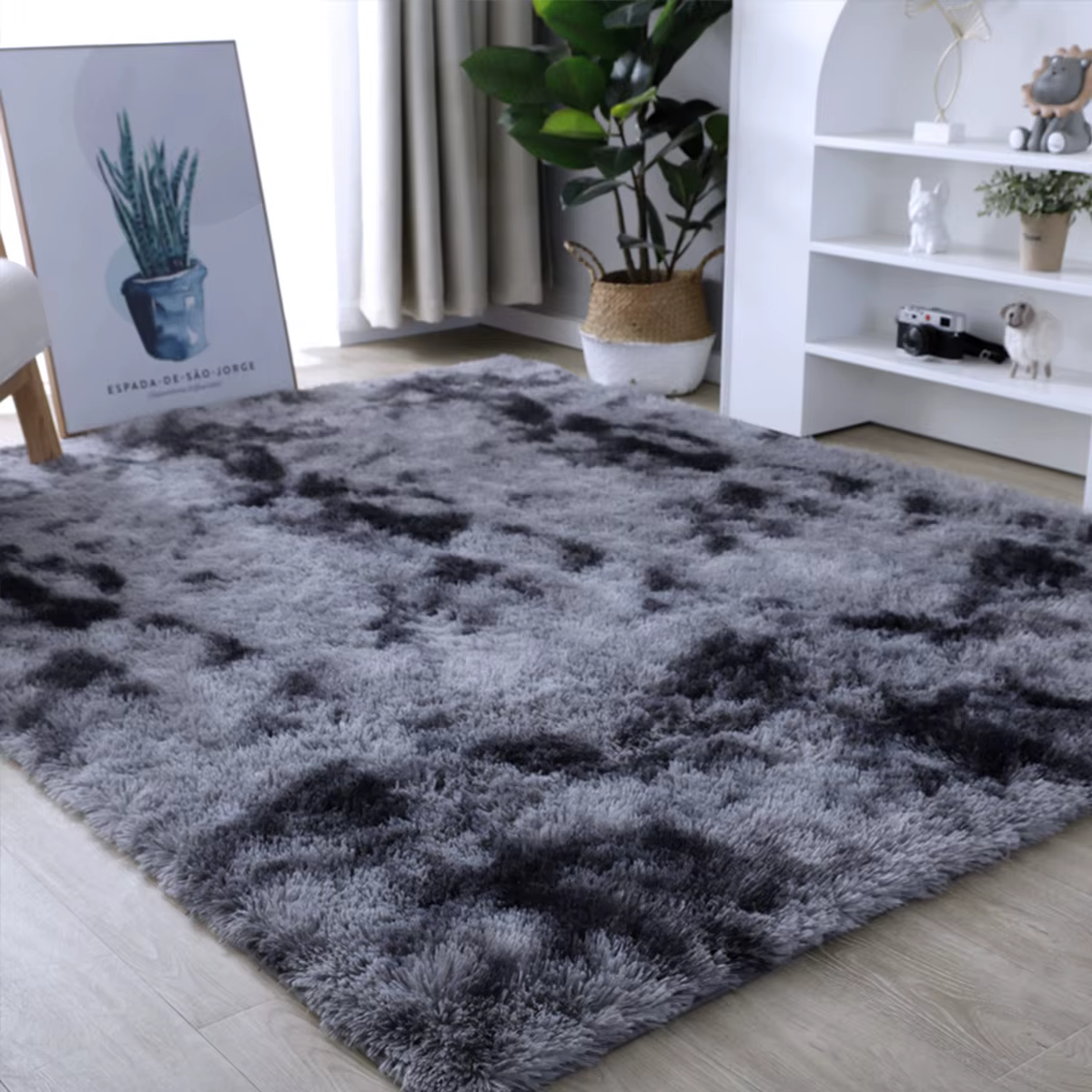 Tapis pour salon canapés modernes gris moelleux