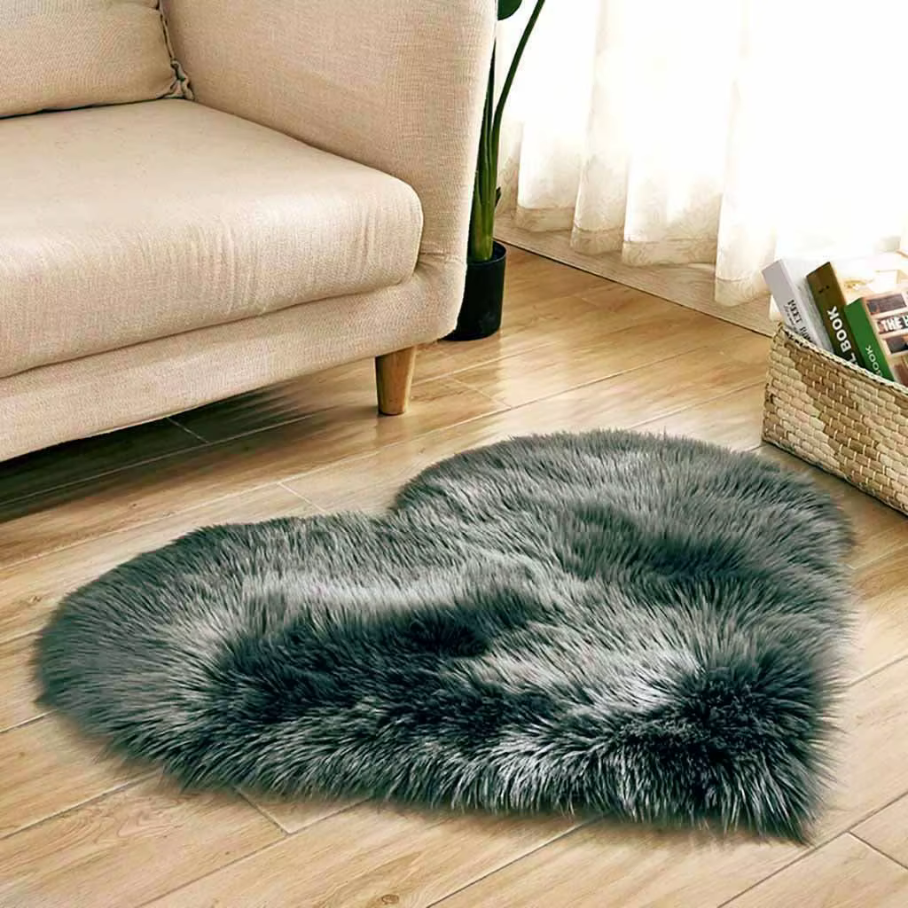 Tapis coeur doux en forme de laine Imitation peau de mouton