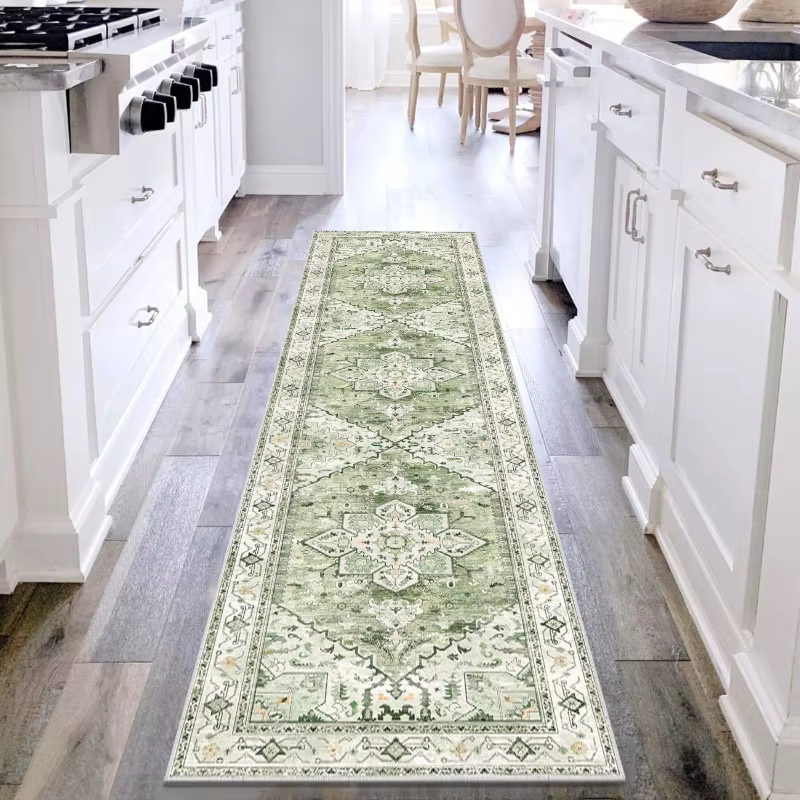 Tapis de couloir vintage persan à motifs floraux