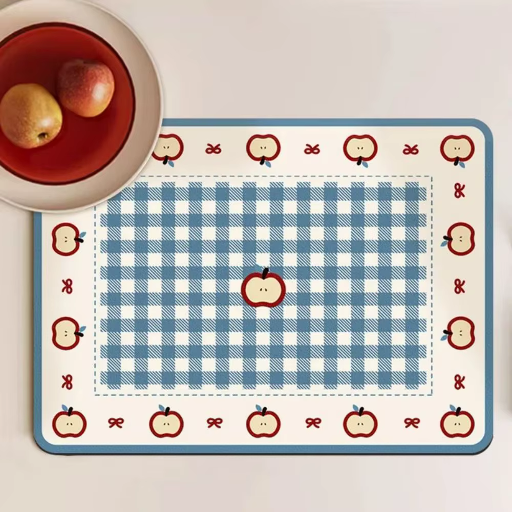 VIKAMA Tapis de cuisine de dessin animé de pomme rose