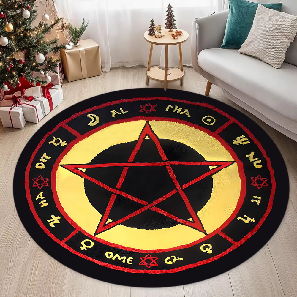 Tapis rond avec symbole mystique
