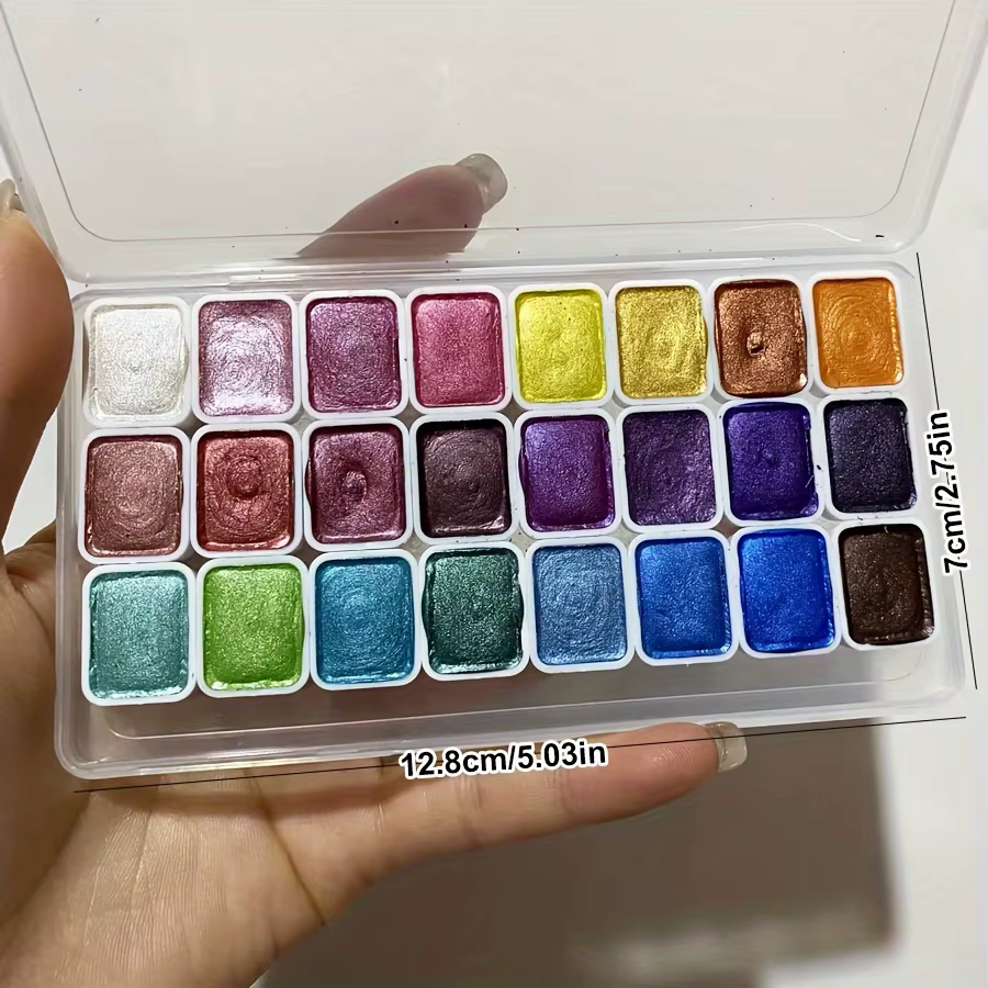 Ensemble de pigments d'aquarelle nacrés métalliques, 24 nuances, peinture solide scintillante pour Nail Art, peinture, calligraphie, accessoires artisanaux