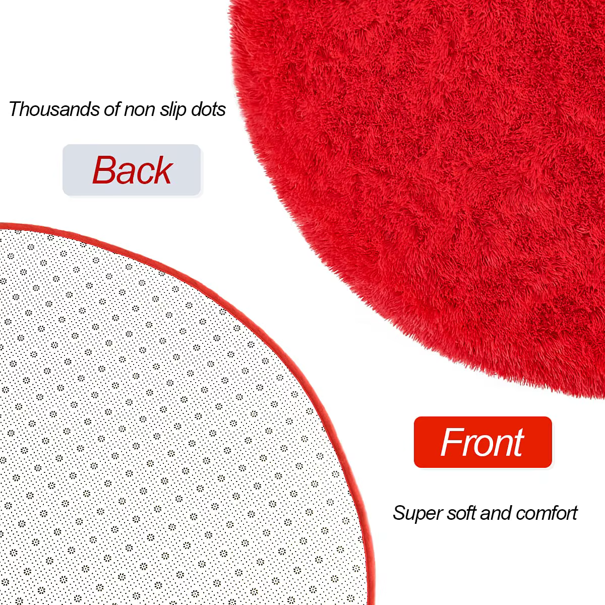Tapis rouge rond pour chambre d'enfant