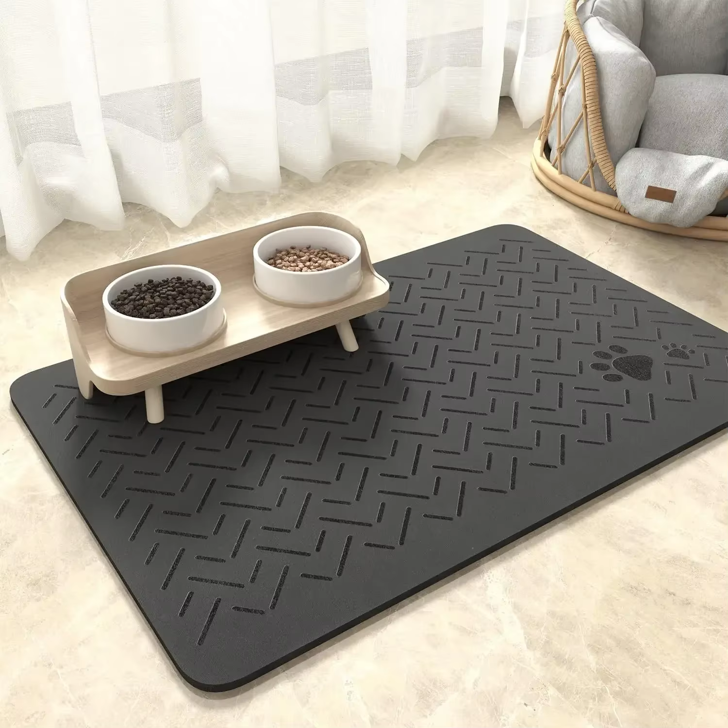 Tapis d'alimentation absorbant pour animaux de compagnie